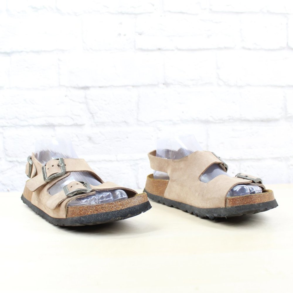 BIRKENSTOCK Betula Brown Leather Triple Buckle Ankle Strap Sandals L 7 / M 5 - Picture 3 of 10